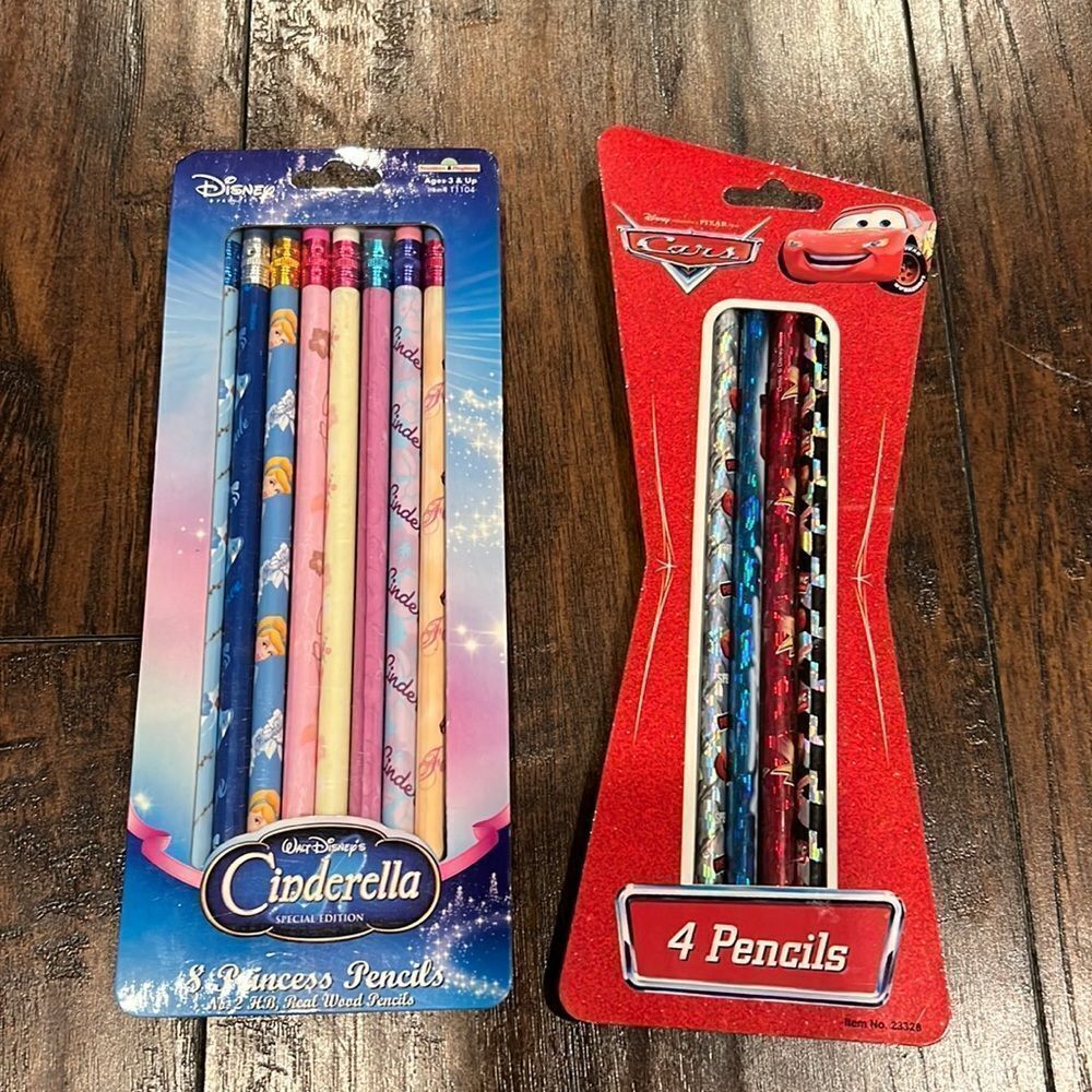 2005 new sealed Disney Cinderella and Pixar cars pencils